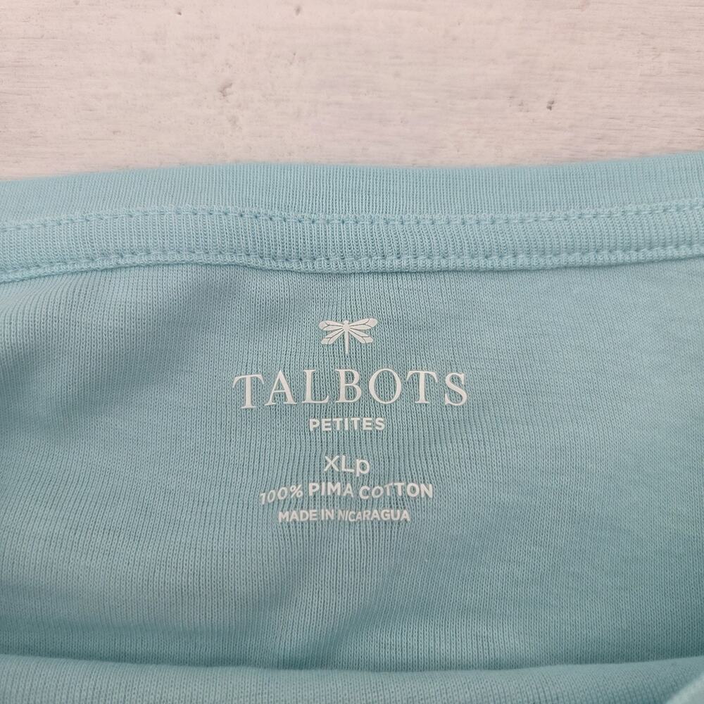 Talbots Womens Size XL Petite 3/4 Sleeve Blue Top Pima Cotton EUC - Picture 3 of 6